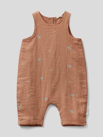Kids' Benetton Embroidered Overalls Jumpsuit Brown | NZ408075