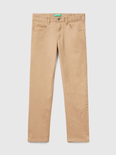Kids' Benetton Five Pocket Slim Fit Trousers Camel | NZ729516