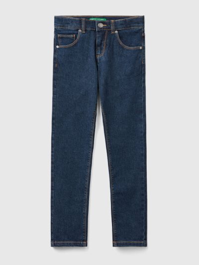 Kids' Benetton Five-pocket Slim Fit Jeans Dark Blue | NZ540560