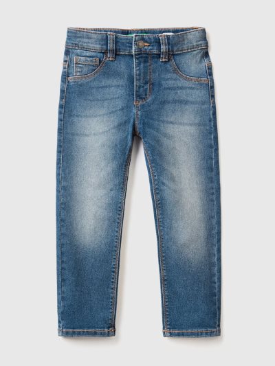 Kids' Benetton Five-pocket Slim Fit Jeans Dark Blue | NZ894915