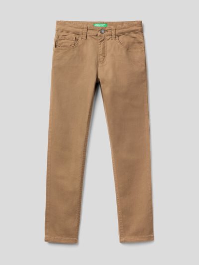 Kids' Benetton Five-pocket Slim Fit Trousers Beige | NZ642530