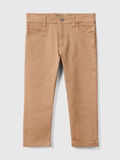 Kids' Benetton Five-pocket Slim Fit Trousers Camel | NZ715386