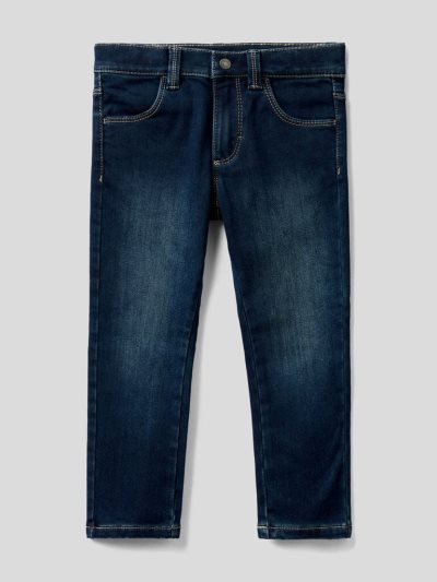 Kids' Benetton Five-pocket Thermal Jeans Dark Blue | NZ108017