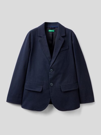 Kids' Benetton Flannel Blazers Dark Blue | NZ125234