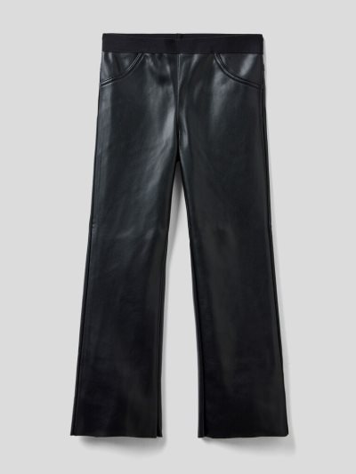 Kids' Benetton Flared Imitation Leather Fabric Trousers Black | NZ065511