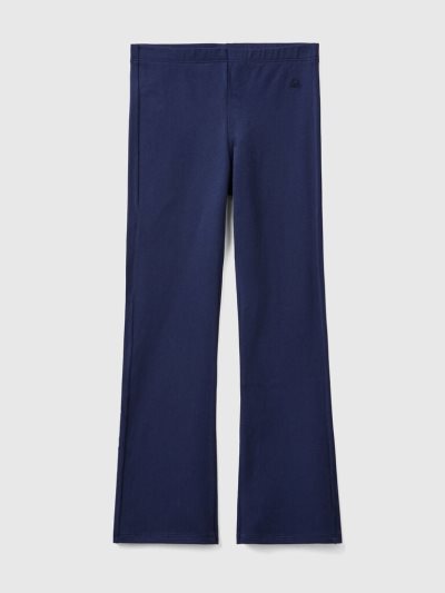 Kids' Benetton Flared Stretch Cotton Leggings Dark Blue | NZ182630