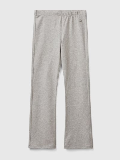 Kids' Benetton Flared Stretch Cotton Leggings Light Grey | NZ509606