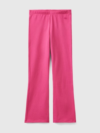Kids' Benetton Flared Stretch Cotton Leggings Fuchsia | NZ841086