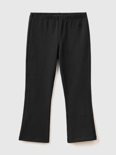 Kids' Benetton Flared Stretch Cotton Leggings Black | NZ856526