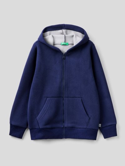 Kids' Benetton Fleece Hoodie Dark Blue | NZ686877