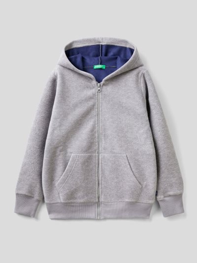 Kids' Benetton Fleece Hoodie Grey | NZ911647