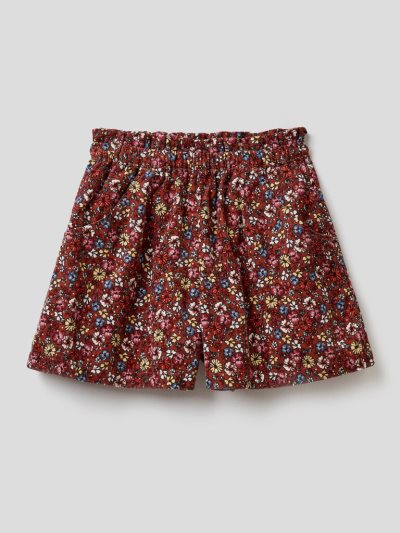 Kids' Benetton Floral Print Culottes Burgundy | NZ790702