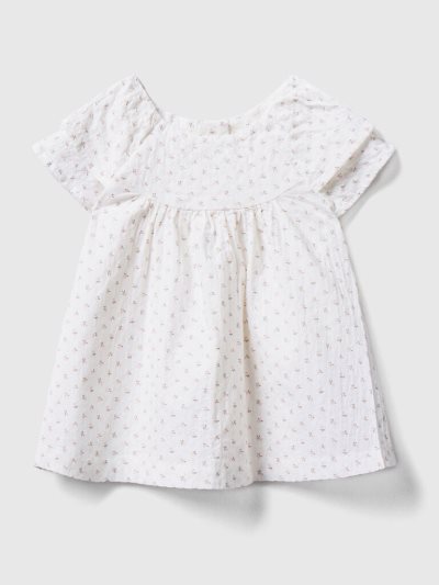 Kids' Benetton Floral Stretch Cotton Blouse White | NZ287487