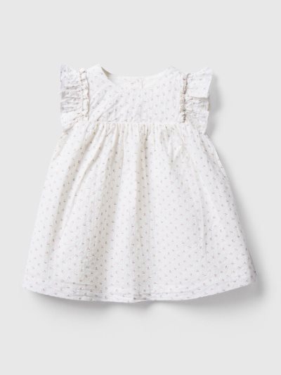 Kids' Benetton Floral Stretch Cotton Dress White | NZ721598
