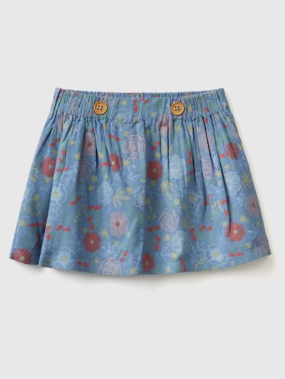 Kids' Benetton Floral Sustainable Viscose Skirts Air Force Blue | NZ742811
