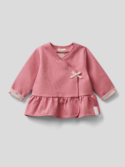 Kids' Benetton Flounce Stretch Organic Cotton Hoodie Dark Mauve | NZ925096