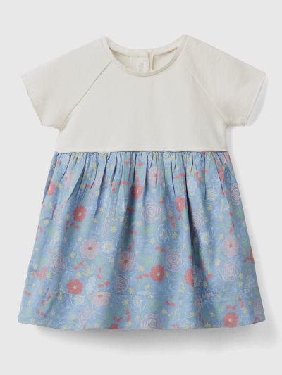 Kids' Benetton Flowers Sustainable Viscose Dress Air Force Blue | NZ235900