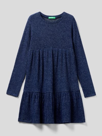 Kids' Benetton Flowy Frills Dress Dark Blue | NZ562030