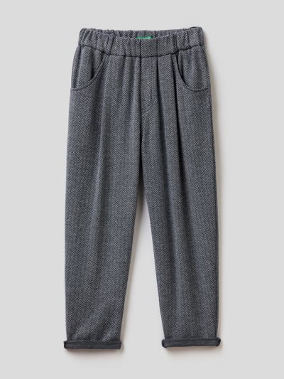 Kids' Benetton Flowy Jacquard Trousers Grey | NZ905488