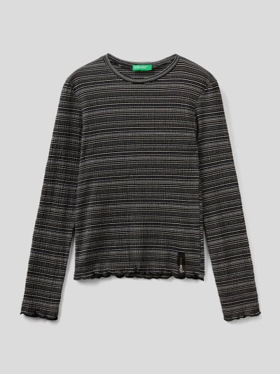 Kids' Benetton Flowy Lurex Long Sleeve T-shirts Black | NZ441185