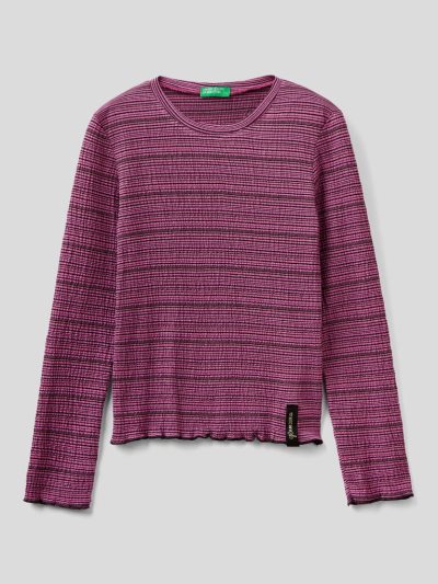 Kids' Benetton Flowy Lurex Long Sleeve T-shirts Fuchsia | NZ559363