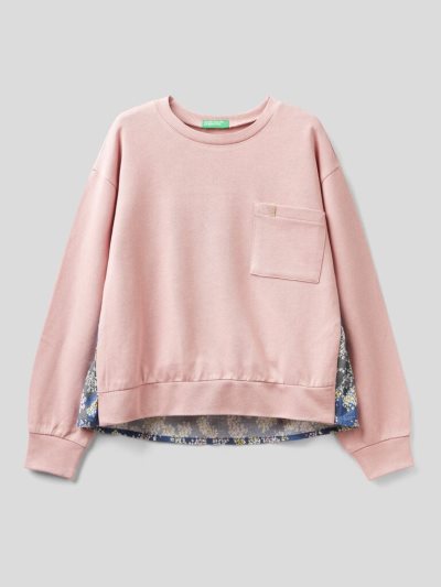 Kids' Benetton Flowy Pocket Sweatshirt Soft Pink | NZ749697