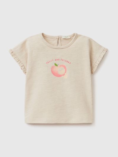 Kids' Benetton Fruit Print T Shirts Beige | NZ512356