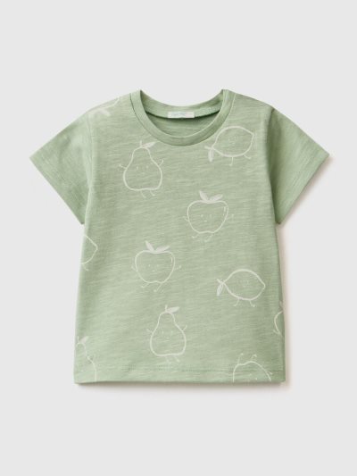 Kids' Benetton Fruit Print T Shirts Light Green | NZ012676
