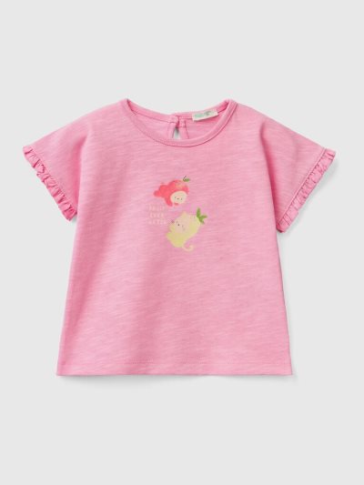 Kids' Benetton Fruit Print T Shirts Pink | NZ948620