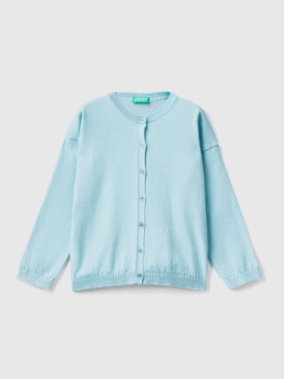 Kids' Benetton Glittery Buttons Cardigan Aqua | NZ172715