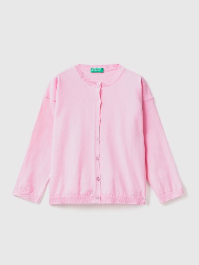 Kids' Benetton Glittery Buttons Cardigan Pink | NZ280236