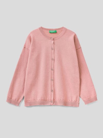 Kids' Benetton Glittery Buttons Cardigan Soft Pink | NZ511046