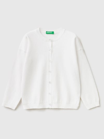 Kids' Benetton Glittery Buttons Cardigan White | NZ531899