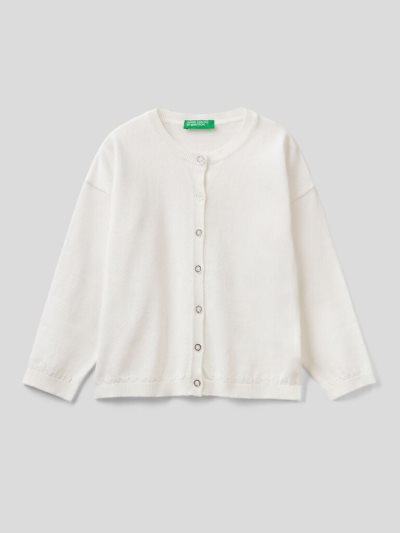 Kids' Benetton Glittery Buttons Cardigan Creamy White | NZ918403