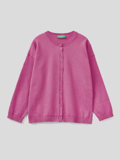 Kids' Benetton Glittery Buttons Cardigan Cyclamen | NZ948689