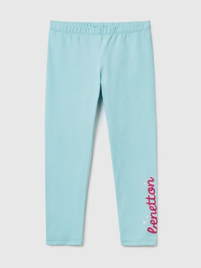 Kids' Benetton Glittery Print Leggings Aqua | NZ923708