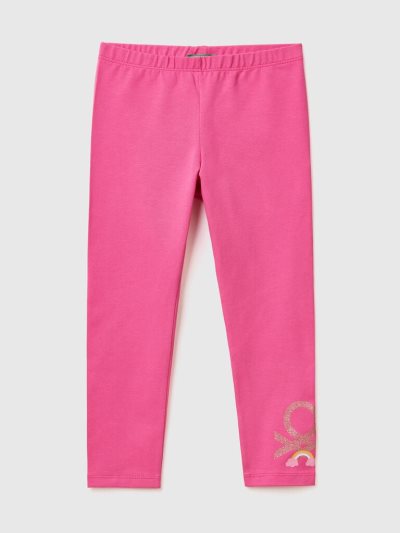 Kids' Benetton Glittery Print Leggings Fuchsia | NZ616885