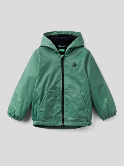 Kids' Benetton Hood And Pockets Light Jackets Green | NZ754420