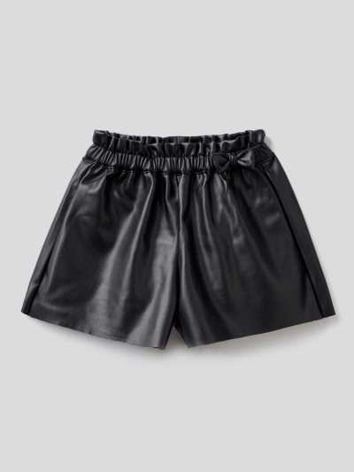 Kids' Benetton Imitation Leather Culottes Black | NZ372012