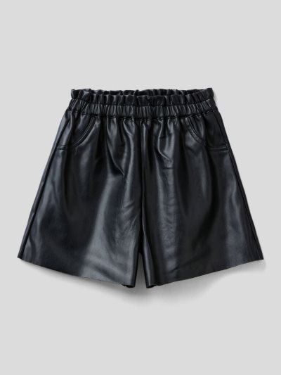 Kids' Benetton Imitation Leather Culottes Black | NZ740207