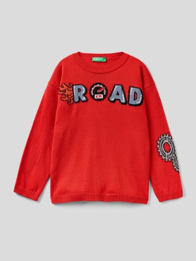 Kids' Benetton Inlay And Applique Sweaters Red | NZ030317