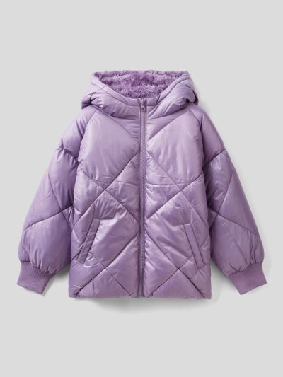 Kids' Benetton Jacket Lined Fur Padded Jackets Lilac | NZ181677