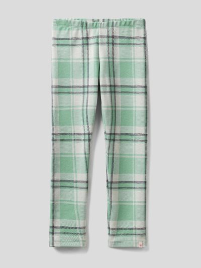 Kids' Benetton Jacquard Check Leggings Aqua | NZ925797