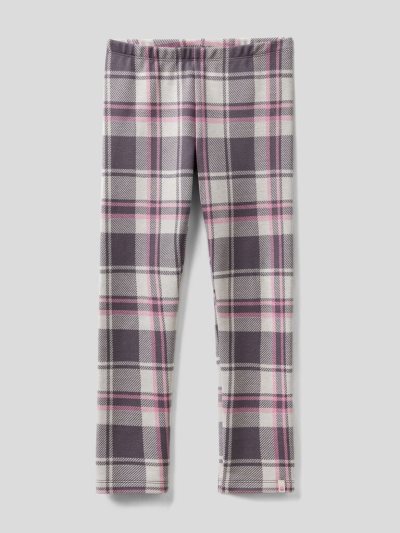 Kids' Benetton Jacquard Check Leggings Pink | NZ138876