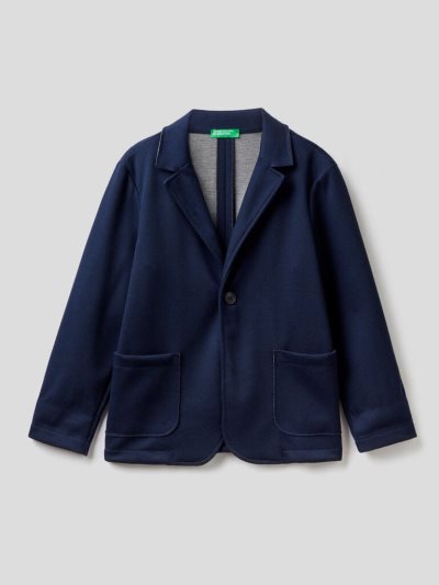 Kids' Benetton Jacquard Jersey Blazers Dark Blue | NZ189634