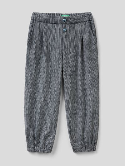 Kids' Benetton Jacquard Stretch Viscose Trousers Grey | NZ562364