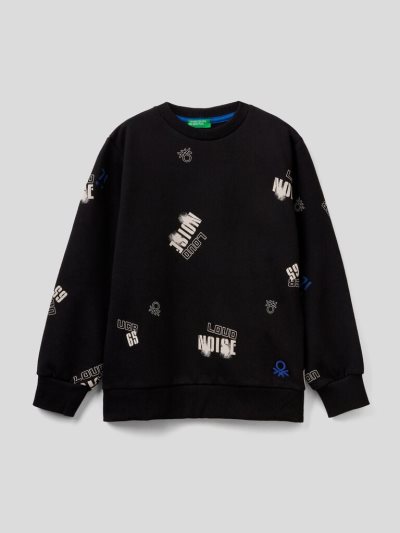 Kids' Benetton Japanese Pattern Sweatshirt Black | NZ978943
