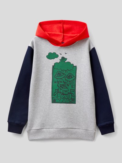 Kids' Benetton Jccxucb Color Block Hoodie Grey | NZ447787
