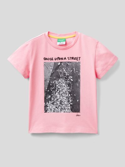 Kids' Benetton Jccxucb Photo Print Short Sleeve T-shirts Pink | NZ401320