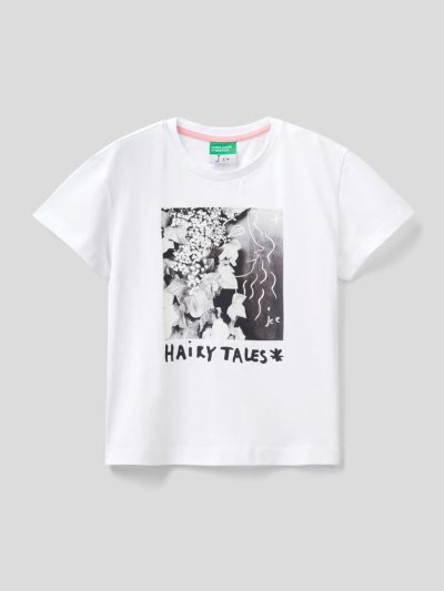 Kids' Benetton Jccxucb Photo Print Short Sleeve T-shirts White | NZ406208